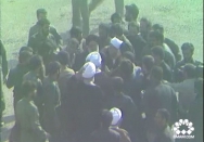 حضور حاج احمد آقا با هلی‌کوپتر در مراسم تشییع پیکر مطهر امام خمینی (ره)